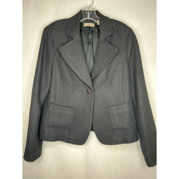 i.e. Black Women Blazer SZ LG 1 button fully lined textured office business - Picture 1 of 11